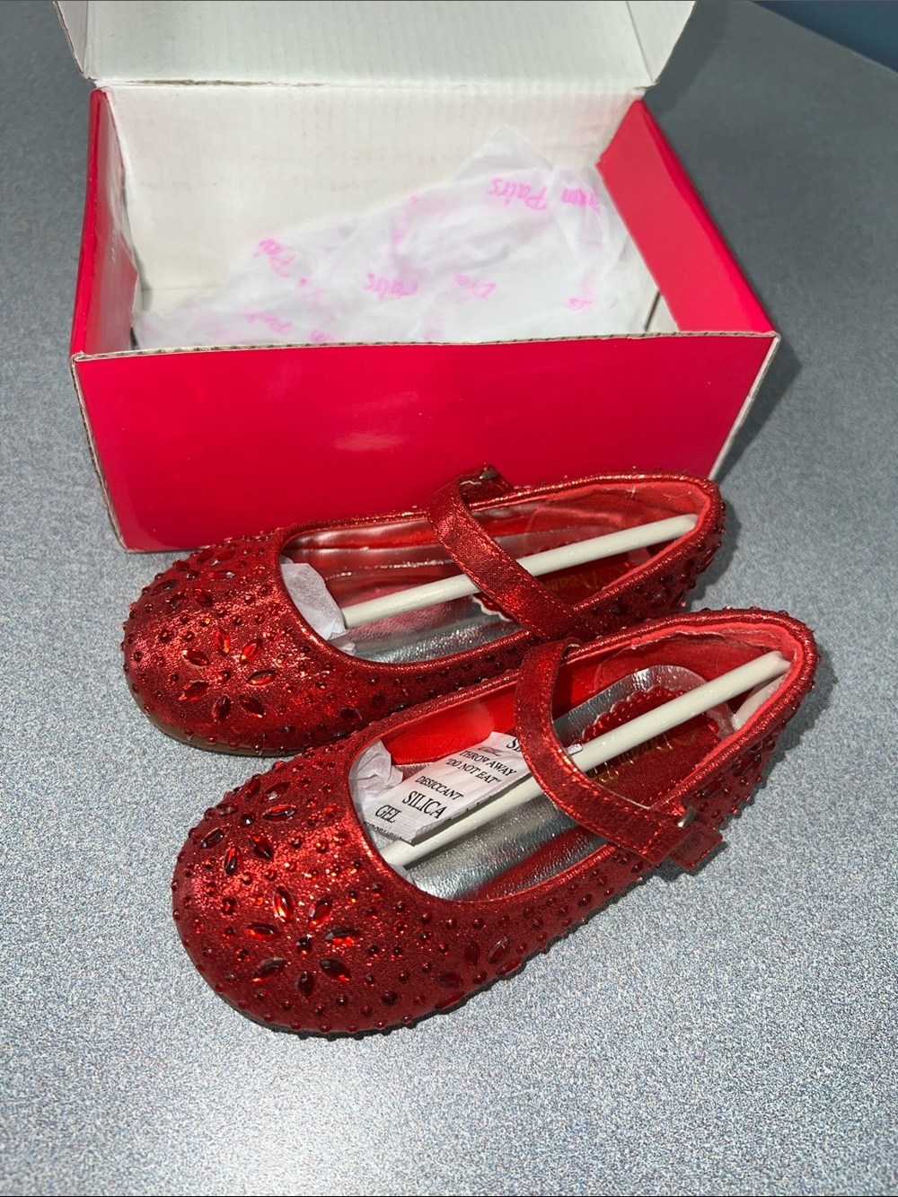 Girls Red Sparkle Mary Jane Flats